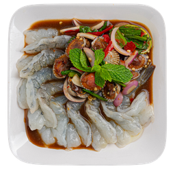 ยำกุ้งสดหอยแครง