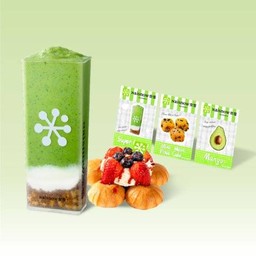 สมูทตี้อะโวคาโดโยเกิร์ต คู่กับ พัฟชีสสตรอว์เบอร์รี่ซีซอลท์