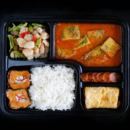 เซต F แกงส้มชะอมไข่+กุ้งผัดกระเทียมพริกสด