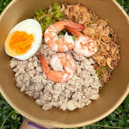 ยำถั่วพลูหมูสับกุ้งลวก