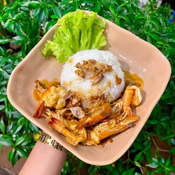 ข้าวกุ้งทอดกระเทียม