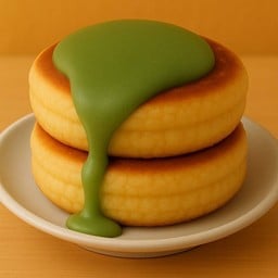 แพนเค้กราดสังขยาใบเตย