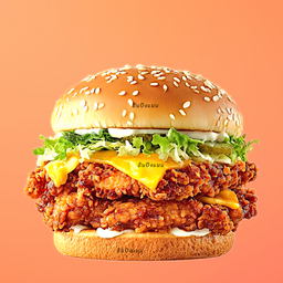 เบอร์เกอร์ดับเบิ้ลไก่กรอบซาวครีม.เผ็ดซี๊ด