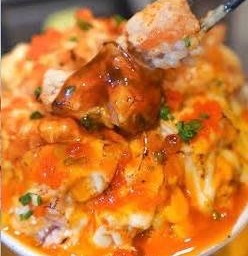 ข้าวหน้าสไปซ์ซี่แซลมอน+โฮตาเตะศรีราชา