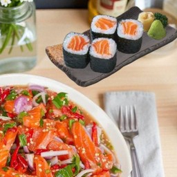 (ชุดอิ่มครบจบแน่) มากิ แซลมอน+ยำไทยแซลมอน