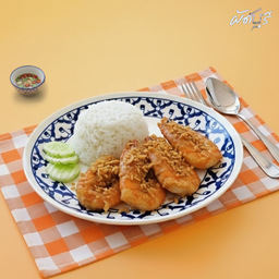กุ้งกระเทียมราดข้าว