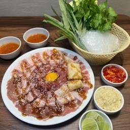 หมูกระทะ (ชุดหมู) BBQ Thai Style (pork Set) Vegetables Include