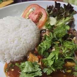 ข้าวราด ยำปลากระป๋อง