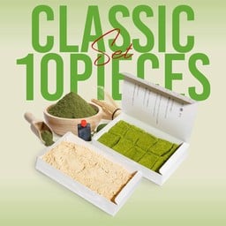 แถมเครื่องดื่มฟรี! เซตคู่คลาสสิกใหญ่ วาราบิโมจิ 10 ชิ้นรส ออริจินัลและมัทฉะ