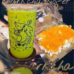 ชาเขียว + ปังปิ้งวิปครีมฝอยทอง