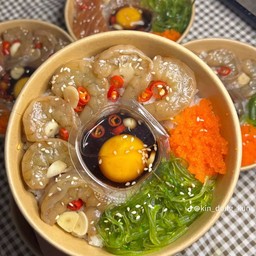 ข้าวหน้ากุ้งดอง+ไข่กุ้ง+สาหร่าย