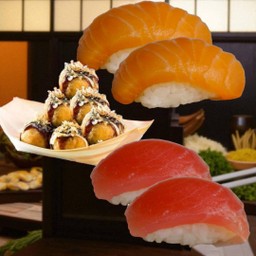 ซูซิแซลมอน2คำ/ทูน่า2คำ+ทาโกะยากิ6ลูก