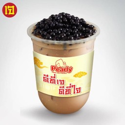 น้ำเต้าหู้ชานม + ป๊อปงาดำ