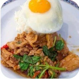 ข้าวราดกะเพราหมูชิ้น