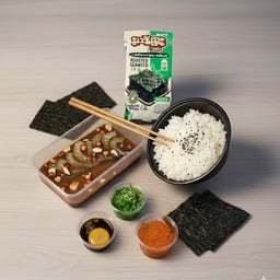 กุ้งดอง+ ยำสาหร่าย+ไข่กุ้ง+ไข่ดอง+สาหร่ายมาชิตะ