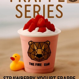 เมนูใหม่!! สตอเบอรรี่แฟรปเป้โยเกิร์ตเสิร์ฟพร้อมมุกป๊อปโยเกิร์ตแก้วหมี L 22oz.