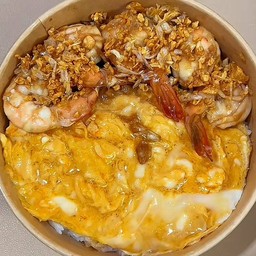 ข้าวไข่ข้น+กุ้งทอดกะเทียม