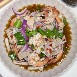 ยำกุ้งสุก+หมูยอ
