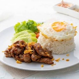 ข้าวราดผัดกระเทียม