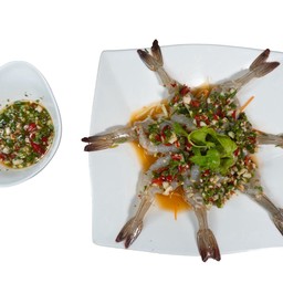ပုဇွန်သုပ်(အစိမ်း) ยำกุ้ง PRAWN SALAD (RAW)
