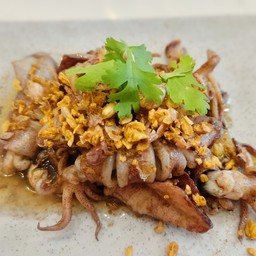 ปลาหมึกผัดกระเทียม (กับข้าว)