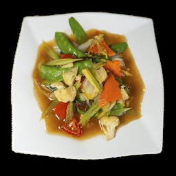 သီးရွက်စုံကြော် (ဝက်)  FRIED VEGETABLE (PORK)