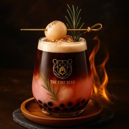 **เมนูใหม่**กาแฟลิ้นจี่เอสเพรสโซ่ไข่มุกลาวาเสิร์ฟพร้อมชีสครีมโรยด้วยชีสเค้กเฟลค  แก้วหมี L 22oz.