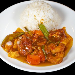 ဝက်သားကင်ချိုချဥ်ထမင်း BBQ PORK SWEET & SOUR RICE
