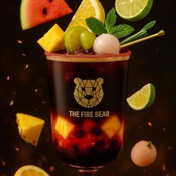 **เมนูใหม่**กาแฟพั้นช์เอสเพรสโซ่เสิร์ฟพร้อมครีมชีสพ่นไฟไข่มุกลาวา แก้วหมี L 22oz