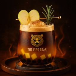 **เมนูใหม่**กาแฟแอปเปิ้ลเขียวเอสเพรสโซ่เสิร์ฟพร้อมครีมชีสพ่นไฟไข่มุกลาวา แก้วหมี L 22oz