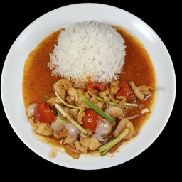 ဝက်သားကင်ပဲငါးပိထမင်း  BBQ PORK SOY BEAN PASTE RICE
