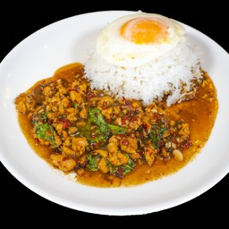 ဝက်သားကင်ဖက်ကဖောင် BBQ PORK PAKAPAUNG RICE