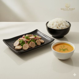 ยำหมูยออุบล+ข้าวสวย+ซุป