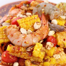 ตำข้าวโพดกุ้งสองใจ