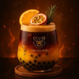 **เมนูใหม่**กาแฟมะม่วงเสาวรสเอสเพรสโซ่ไข่มุกลาวาเสิร์ฟพร้อมชีสครีมโรยด้วยชีสเค้กเฟลค แก้วหมี L 22oz