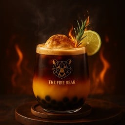 **เมนูใหม่**กาแฟมะนาวน้ำผึ้งเอสเพรสโซ่เสิร์ฟพร้อมครีมชีสพ่นไฟไข่มุกลาวา แก้วหมี L 22oz