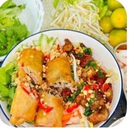 บุนถิดเนือง,เส้นขนมจีน ปอเปียะทอด หมูย่าง