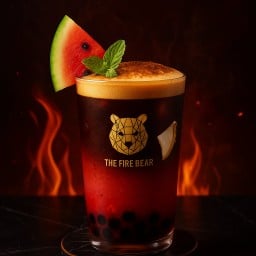 **เมนูใหม่**กาแฟแตงโมเอสเพรสโซ่ไข่มุกลาวาเสิร์ฟพร้อมชีสครีมโรยด้วยชีสเค้กเฟลค แก้วหมี L 22oz