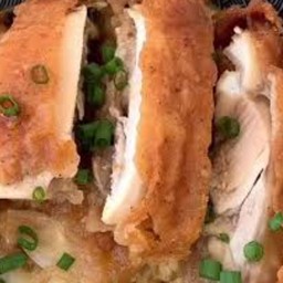 ข้าวไข่คนลาวาไก่ทอด น้ำจิ้มแจ่ว