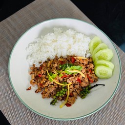 ข้าวคั่วแห้งหมูสับ(ไม่ใส่น้ำมันพืช)