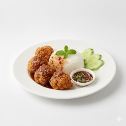 U20ข้าวไก่กรอบน้ำจิ้มแจ่ว