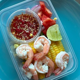 ตำข้าวโพดกุ้งสด (ปลาร้า)