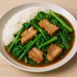 คะน้าหมูน้ำมันหอย