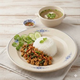 F2 ข้าวผัดกระเพราไก่สับ
