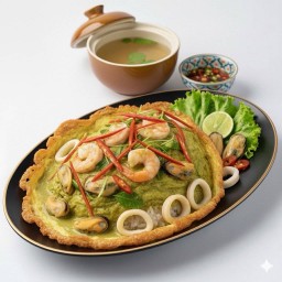 V11 ข้าวไข่เจียวพริกแกงเขียวหวานทะเล
