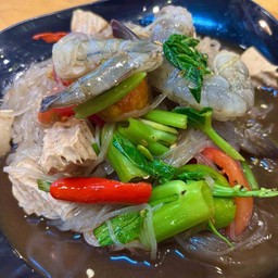 ตำเส้นเล็กกุ้งสด+หมูยอ