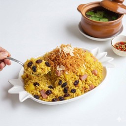 ข้าวผัดสับปะรดแฮมไก่ ไก่หยองฟูฟู