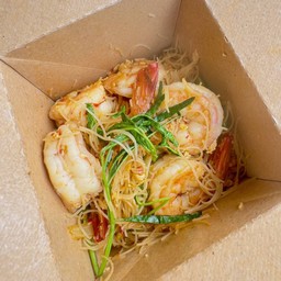 หมี่ผัดกระเฉดกุ้ง