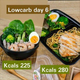 ชุดอาหารคลีนวันที่ 6 - สลัดกุ้งหมูซีฟู๊ด สปาเก็ตตี้อกไก่