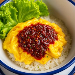 ข้าวไข่ข้นซอสต้มยำพริกเผา